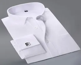 Whole 2020 New French Cuff Button Men Dress Shirts Classic Long Formal Business Fashion Shirts Camisa Masculina Cuffli5117413