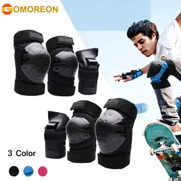 Gomoreon 6pcs Kinder/Erwachsene Knieschalter Ellbogenpolster Handgelenkswächter Schutzausrüstung für Skateboard -Rollen -Skating -Cycling -BMX -Fahrrad 240509