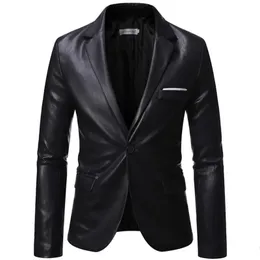 Autumn Winter Mens Business Luxury Blazer Fashion Banket Leather Dress Suit Jacket Slim Texture High Quality Pu Coat 6xl 240507