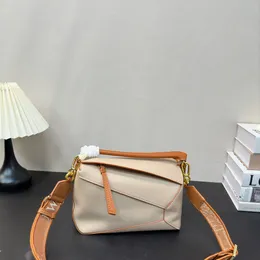 lowwe väska designer väska äkta läder handväska axel hink kvinna väskor pussel koppling totes crossbody geometry kvadrat kontrast färg lapptäcke