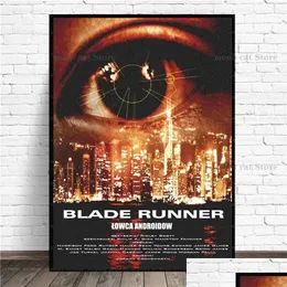 Andere Gartengebäude Retro Movie Blade Runner1982 Klassische Science-Fiction-Filmplakat Leinwand Malerei Wall Art Bilder Vintage Home Club C Dhzjo