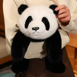 박제 봉제 동물 30/40/60cm 시뮬레이션 창조적 인 부드러운 푹신한 팬더 곰 박제 동물 컷 플러시 인형 거짓말하는 재미있는 장난감 크리스마스 선물 D240520