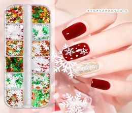 12 Gridsets Nagel Glitzer Aufkleber Schneeflocken Schnee Weihnachten DIY FLACKE PALETTE Maniküre Slice Nagelkunst Dekoration8666801