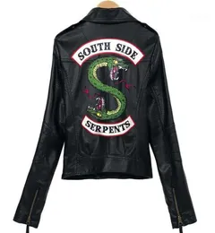 Женщины 039S куртки 2021 Riverdale PU Печать логотип Southside Serpents Women Streetwear Кожаная куртка5420999