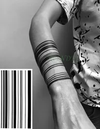 Wasserdichte temporäre Tattoo Aufkleber Streifenstreifen Bar Code Streak Line gefälschte Tatto Flash Tatoo Beinbauch Arm Tatouage für Männer Frauen5527537