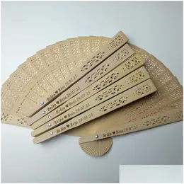 Altre forniture per feste di eventi 203080pcs Fan Wooden personalizzato per il regalo personalizzato per matrimonio Personalizzato Decorazione di souvenir 240127 Drop de Dhklt