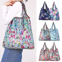 Shopper Bag Foldable Portable Eco Handbag LargeCapacity Supermarket Shopping Tote Shoulder Home Organization 240516