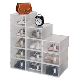 ZK20 Shoe Storage Boxes 12 Pack Clear Plastic Stackable - White