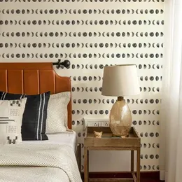 Bakgrundsbilder svart vit skala och stick tapeter polka prickar kontakt papper för badrum månen avtagbar modern möbler klistermärke