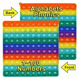 Aeronave Modle Número da frente e Voz traseira 2in1 Butget Fidget Pop Toy Silicone Rainbow Letter Math Learning Childrens ensinando brinquedo S24