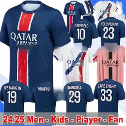 2024 2025 Maillot de Foot Mbappe Soccer Jerseys Kolo Muani O.Dembele Asensio Hakimi Ugarte Football Shirt 24 25 Hommes Enfants Men Kid Kit Lee Kang In SPSG Fourth Away 8