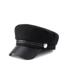 BERETS CAPSI MILITARI CHUAVI CHIESTA DONNA BERET COTTON BACCHI FATTO Ottagonale Black nero retrò in stile coreano Czapka Zimowa Damska Gorros Mujer 6817396