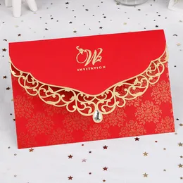 Gratulationskort 50st laserklippt bröllopinbjudningskort Business Celling Cards med Diamond Anpassade bröllopsdekoration Party Supplies 230714