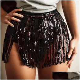 Gonne sexy paillettes sexy tassel dancewwear mini gonna femme pancetta marginale jupe ladies performance miniskirt carnicval rave party drop dh2gb