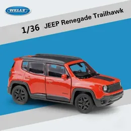 Diecast Model Cars WELLY 1 36 Jeep Renegade SUV Alloy Car Model Diecasts Metal Off-road Vehicles Model Simulation Door Can Be Opened Childrens Gift Y2405202LJ1