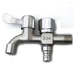 Waschbecken Wasserhähne 1PCS 304 Edelstahl-Wasserhahn Waschmaschine Dedizierte ein-in-zwei-Out-Dual-Wasser-Tap 4 "DN15 20-mm-Haushaltswasser