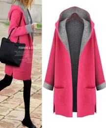 Autumn wool coats woman plus size loose fat women winter clothing hooded cardigan Manteaux d039hiver pour femmes cheap trench c3291776