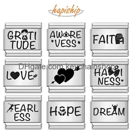 Charms Hapiship 2024 Frauen neue süße inspirierende Worte Glaube Liebe Hoffnung Zauber Italienische Links Passform 9mm Armband Edelstahl Schmuck DJ33 OT3H6