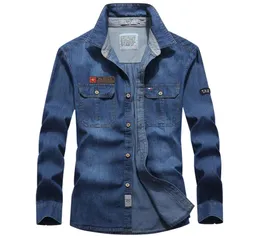 Men039s magliette da magliette da marca camicie in denim uomo maschile a maniche lunghe tops moda slim camisa jeans camicette mmale 4xl u9974983