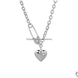 Pendant Necklaces Sterling Sier Necklace For Women Clip Heart Shape O Chain Chocker Chirstamas Gift Fashion Trendy Fine Jelwery Drop D Dhebs