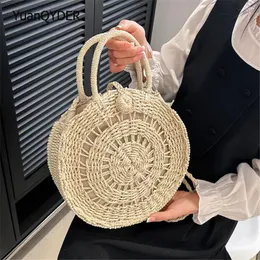 Torby wieczorowe mody okrągłe torebki słomkowe kobiety letnie rattan ramię crossbody ręcznie robione tkane okręg plażowy bohemia Tote