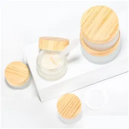 Verpackung von Flaschen Großhandel gefrostetes Glas Jar Hautpflege Eye Cream Flasche Nachfüllbare kosmetische Behälter Make -up Amber Brown Clear Pot mit DHG32