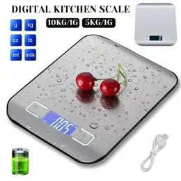 Dijital Mutfak Ölçeği 5kg/10kg Paslanmaz Çelik Panel USB Charg Hassas Küçük Platform Ölçeği Taşınabilir Çok Fonksiyonlu LCD Ekran 240508