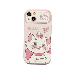 Śliczna kreskówka Pink Mary Cat na iPhone15promax Apple 14/13/12 Case Girl Heart