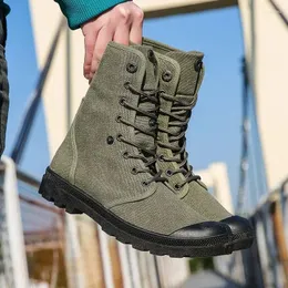 Casual Shoes Herren High-Top-Leinwand Outdoor Workwear Retro Flip-Top-Stiefel Sport klettern 46 Plus Size