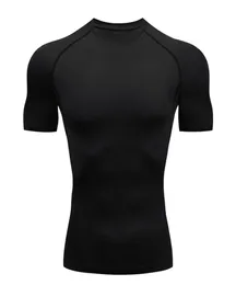 圧縮クイックドライTシャツの男性ランニングスポーツスキニーショートシャツ男性ジムフィットネスボディービルワークアウトブラックトップス衣類21129741