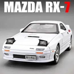 Diecast Model Cars Miniatures 1 32 Mazda RX7 RX-7 FC Начальный D Сплав Metal Diecast Model Toy Toy Light Than Than Toys для мальчиков детские подарки Y240520HYU3