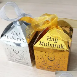 Wrap regalo 50 pezzi 5x5x8cm Mini taglia hajj Mubarak Candy Box per decorazione Eid 230704 Giordina di consegna a goccia Festiva Festiva Suppl Dha4q