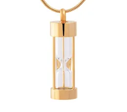 IJD9400 Guldfärg Rostfri Stee Cremation Locket Hourglass Design Kvinnor Gifthalsband för nära och kära Ashes Keepsake Jewelry2488381