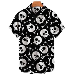 2022 Fashion Mens Short Sleep 3D Skull Print Hawaiian Shir