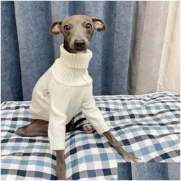 Abbigliamento per cani italiano Greyhound Magile Whippet Turtleneck White Knitting Warm Pet Clothing 231129 Delivery Deliping Home Garden Forniture Dh8BK