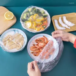 収納バッグ50/100pcs使い捨て食品カバー弾性プラスチックラップ冷蔵庫フルーツストレッチ残り残2枝