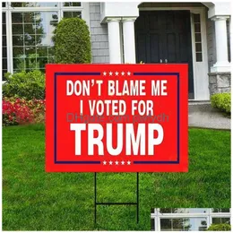 Banner Flags Donald Trump 2024 Yard Sign with Metal Stake Garden Flag Dropse Delivery Home Festive Party Forniture Dhxba
