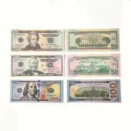 Atacos 2024 Prop Money USA Dollares Supplies Fake Money for Movie Banknote Paper Toys de novidade 1 5 10 20 50 100 dólares em moeda para o ensino infantil