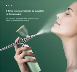 Maquiagem protable Maquiagem Facial Facial Steamer 03mm Mini compressor de ar Micronização Oxigênio água injeção de face spa nano névoa pulverização gun2074141