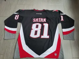 Hockeytröjor Fysiska foton Miroslav Satan Black Red Men Youth Women High School Size S-6XL eller något namn och nummer Jersey