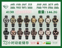 APS Factory Watch -Durchmesser 40 mm ausgestattet mit 4130 Bewegung Minute Second Timing Display Power Storage 72 Stunden 904 Stahl wasserdicht