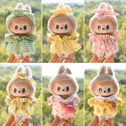 17cm Pendant Labubu Cute Doll Clothes Fashion Dress Headgear Stuffed Accessories Cos Anime Plush Cartoon Decor Birthday Toy Gift 240513