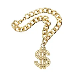 1pc 53cm Luxury Dog Gold Chain Necklace Dollars adjustable trendy pendan Metal Collar Pet Accessories Dog po props Supplies 240518