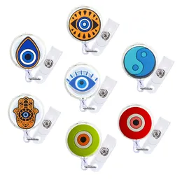 Dog Tag Id Card Devils Eye Cartoon Badge Reel Выдвижная медсестра милая держатель аллигатор клип.