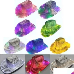 Party Hats Space Cowgirl Led Hat Flashing Light Up Sequin Cowboy Luminous Caps Halloween Costume Wly935 Drop Delivery Home Garden Fe Dhgyw