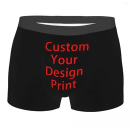 Poltas de cuecas personalizadas seus homens de roupas de design de design estendem o logotipo personalizado de boxer de boxer shorts calcinha macia para homme