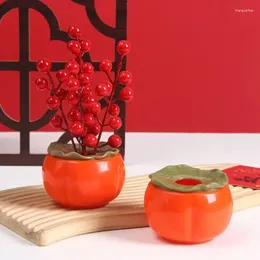 Vasos Winter Holly Vermelho Riqueza Fruta Fazendo Imitação Persimmon Vaso Decorativo Decoração de Tabela do Ano