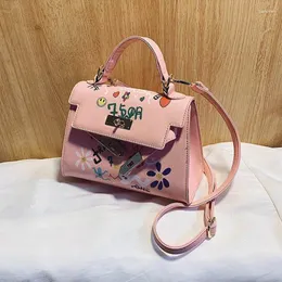 Bag graffiti plånböcker och handväskor för kvinnor tecknad tryck söt mini crossbody halllock klaff bolsas feminina monedero mujer