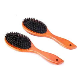 2024 New Arrival Hair Brush Wood Handle Boar Bristle Beard Comb Styling Detangling Straighten Brown Lotus Boar Bristles Massage Comb high