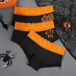 Kobiety Metties Halloween Halloween koronki Bragas de Cintura alta krótkie ropa wnętrze femenina mejker Knickers Kobiety